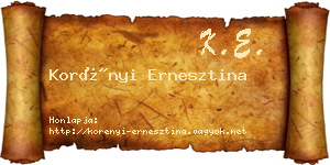 Korényi Ernesztina névjegykártya